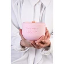 Lalezen Home Çilek Kokulu Pembe Beton Mumluk & Soyawax Mum  Dekoratif Özellikli Kokulu Mum