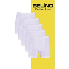 BELİNO Erkek Çocuk Penye Likralı Düz Renk 5 Paket Beyaz Boxer Desensiz Rahat Kullanım