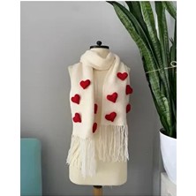 El Örgüsü Kalpli  Kadın Atkı