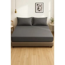 Antrasit Renkli %100 Pamuklu Penye Kumaş Fitted Lastikli Çarşaf