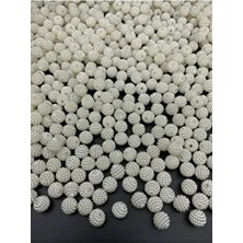 50 gr 14MM Beyaz Parçalı Böğürtlen Inci Boncuk Takı Yapım Boncuğu (50 Adet)