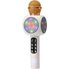 Karaoke Mikrofon , Bluetooth Özellikli Çocuk Mikrofonu Karaoke Işıklı Mikrofon 1816 Beyaz