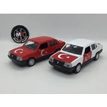 Tofaş Şahin 1/32 Ölçek Metal Araba Beyaz Türk Bayraklı