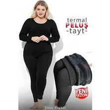 Jenny Daphne Kadınlar İçin Yumuşacık Siyah Peluşlu Büyük Beden Termal Tayt Rahat ve Şık Tasarım