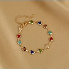 Zarif Renkli Kalp Tasarımlı Bileklik