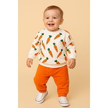 Havuç Baskılı Bebek Takımı Mevsimlik 2li Alt Üst Unısex Aylık 3-6-9-12AY