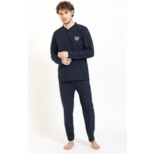 Lukitus Erkek Pamuklu Pijama Takımı Relaxed Siluette Düz Desenli Büyük Beden