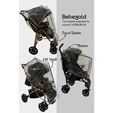 Bebegold Özel Ölçü XL Boy Bebek Arabası Yağmurluğu Sağlıklı PVC Malzemeden Üretilmiş Siyah Kenar Fitilli