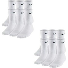 Performance Cushion Crew Socks 12'lı  Paketiçi 6 Lı  2 Paket Ekonomik  SX7666-100-SX7666-010
