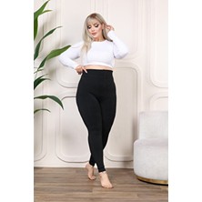 Pera Fitol Büyük Beden Siyah Kalın Kışlık Termal Tayt İçi Peluş 200 Kiloya Kadar Uygun Dokuma Özellikli