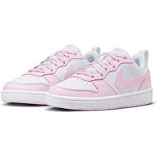 Nike Court Borough Low 2 (Gs) Unisex Çocuk Sneaker Ayakkabısı Pembe Düz Taban Hafif ve Esnek Tasarım