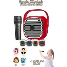 Karaoke Ses Değiştiren Mikrofonlu Bluetooth Hoparlör 4 Ses Efektli Işıklı USB Fm Bulutut
