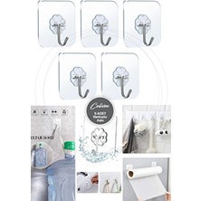 5 Adet Vantuzlu Askı Şeffaf Güçlü Kendinden Yapışkanlı Kapı Duvar Askıları Ağır Yük Taşıma 6x6