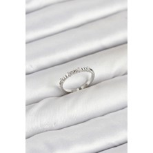Pirinç Gümüş Renk Lazer Kesim Kadın Yüzük - EBJ250927W37980