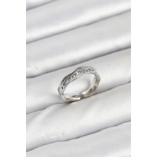 Pirinç Gümüş Renk Zirkon Taşlı Vintage Kadın Yüzük - EBJ250927W37950