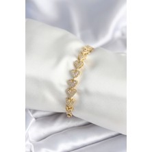 Pirinç Gold Renk Kalp Model Kadın Bileklik - EBJ250927W38028