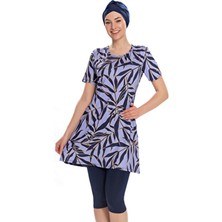 Kısa Kollu Yarı Kapalı Mayo 201-501 Lila
