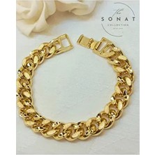 Sonat Collection Vip Seri Xupıng 19 cm 14 K Gold Gurmet Bileklik, Solmaz ve Alerji Yapmaz Çelik Malzeme
