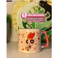 Powerpuff Girls - Blossom Kalp Detaylı Kupa Bardak Kahve Fincanı