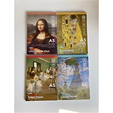 Artista A5 4'lü Set - Mona Lisa, Monet, Degas, Klimt 200 Gr/m² Mukavva Sketchbook Eskiz Defteri