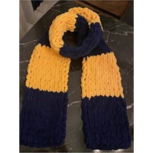 Sarı Lacivert Taraftar Atkı/el Örgüsü Puffy Atkı
