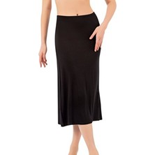 Lirona LİRONA Kadın Viskon Diz Altı Uzun Etek Astar Jüpon Kombinezon %96 Viskon 4XL Siyah