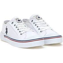 U.S. Polo Assn. Kadın Beyaz Spor Ayakkabı Düz Taban Mikrofiber Malzeme ile Günlük Kullanım İçin