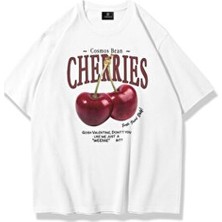 Unisex Cherries Tshirt Beyaz