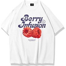 Trendiz Kadın Berry İnfusion TShirt Beyaz Kısa Kol Pamuklu Günlük Stil Rahat Kullanım İçin