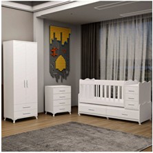 Tiny Bebek Odası Takımı Beyaz Renkli Ergonomik Tasarım ve Geniş Depolama Alanı ile Şık Görünüm
