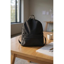 Düz Siyah Günlük Seyahat Kurs Sırt Çantası Plain Black Daily Travel Course Backpack