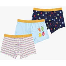 Koza İç Giyim Erkek Çocuk Pamuklu Uzay Baskılı 3'lü Boxer