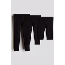 Perendi Kız Çocuklar İçin %95 Pamuk 3'lü Siyah Tayt Takımı - Uzun, Kapri ve Şort Modelleri ile Konfor