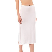 Lirona LİRONA Kadın Viskon Diz Altı Uzun Etek Astar Jüpon Kombinezon %96 Viskon 2XL Beyaz