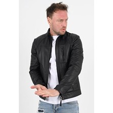 Theroux Erkek Rahat Kesim Siyah Hakiki Deri Mont Beden Ölçüleri Görselde