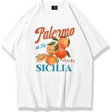 Unisex Palermo Sicilia Tshirt Beyaz