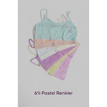 Dondeza Genç Kız Ip Askılı Pedsiz Alıştırma Sütyeni Düz Örme Kumaş Atma Kap 6'lı Pastel Renkler