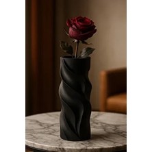 Siyah Spiral Modern Dekoratif Vazo - 3D Tasarım Kabartmalı Minimalist Ev Aksesuar