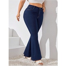 Noxter Kadın Büyük Beden Koyu Mavi Denim Pantolon Esnek Kumaş ve Rahat Kesim ile Modern Stil