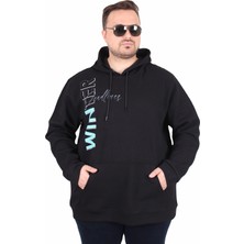 Starbattal Büyük Beden Kapüşonlu Sweat Double Face Winter 25700 Sıyah