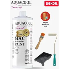 Aquacool 1000 ml Ahşap Dönüşüm Boyama Seti Kadife Rulo, Boyacı Tavası, Fırça Pamuk Beyaz Dolap Boya
