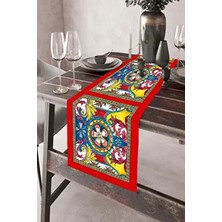 Aymira Home 40X140CM Dokuma Leke Tutmaz Dekoratif Desenli Baskılı Runner Tay Tüyü Kumaş Masa Örtüsü