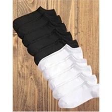 10 Çift Pamuklu Kısa Patik Çorap – Erkek & Kadın Bilek Boy Siyah Beyaz Çorap Seti