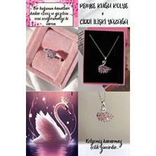 Kararmaz Çelik Pembe Kuğu Kolye ve Ciddi Ilişki Yüzüğü Kolye Yüzük Seti Hediyelik Set
