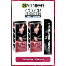 Garnier Çarpıcı Renkler 1.0 Ekstra Yoğun Siyah Kalıcı Krem Saç Boyası Göz Alıcı Parlaklık