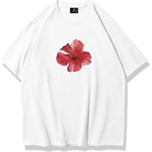 Kadın Red Hibiscus Tshirt Beyaz