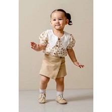 JNF Kids Kız Bebek Fistolu Şort Etek Takım Kısa Çorap Hediyeli Özel Olay için Düz Desenli