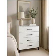 Zade Modern Tasarımlı 4 Çekmeceli Şifonyer 80 cm Yükseklik 70 cm Genişlik Suntalam Malzeme