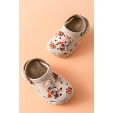 GOLDER Çocuklar İçin Ekru Renk Eva Masajlı Kaymaz Taban Plaj Deniz Havuz Banyo Terliği