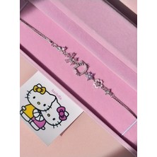 Gümüş Kaplama Hello Kitty Sakura Çiçekli Bileklik